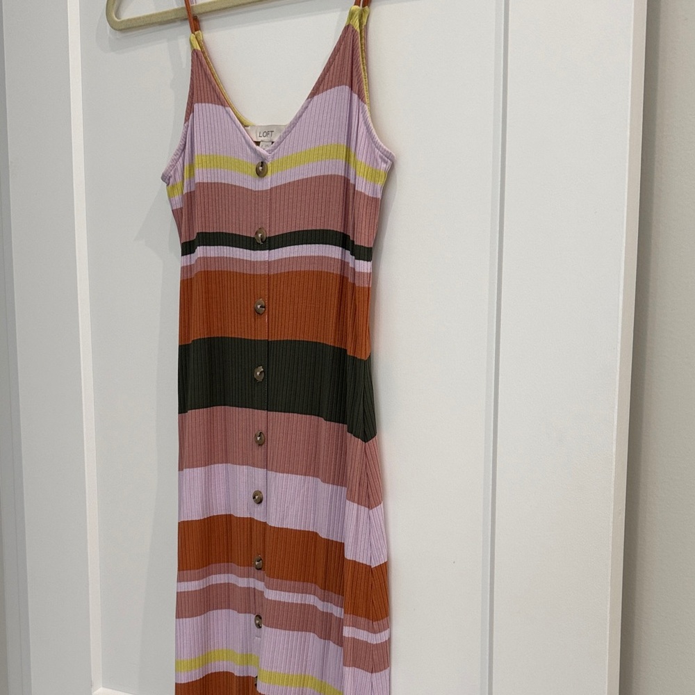 LOFT Multi Color Stripe Spaghetti Strap Button Down
Boho/Cottage Midi Dress - Picture 5 of 5